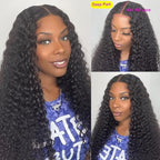 360 Full Lace Glueless Deep Wave Wig Invisi Drawstring Natural Black Pull & Go 180% Density Human Hair