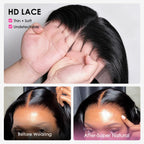 13x4 Body Wave Transparent Lace Front Wigs Human Hair Pre Plucked HD Lace Frontal Glueless Wigs with Baby Hair Natural Black