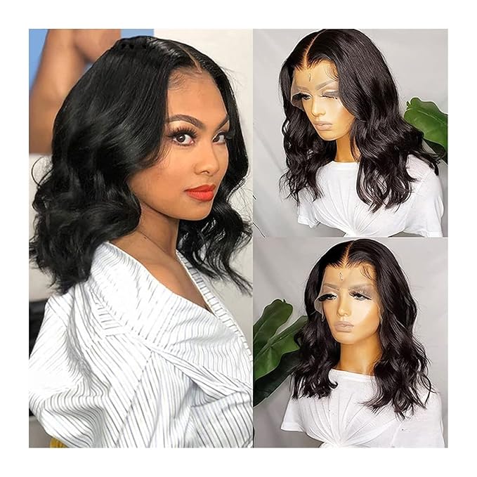 Short Bob Wigs Loose Wave Wear Go Glueless Pre Cut Lace 13x4 Transparent Lace Front Human Hair