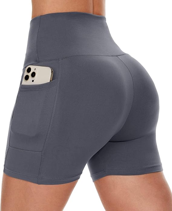 Women Biker Shorts - 3"/5"/8" High Waisted Workout Spandex Tummy Control Gym Running Yoga Shorts with Pockets