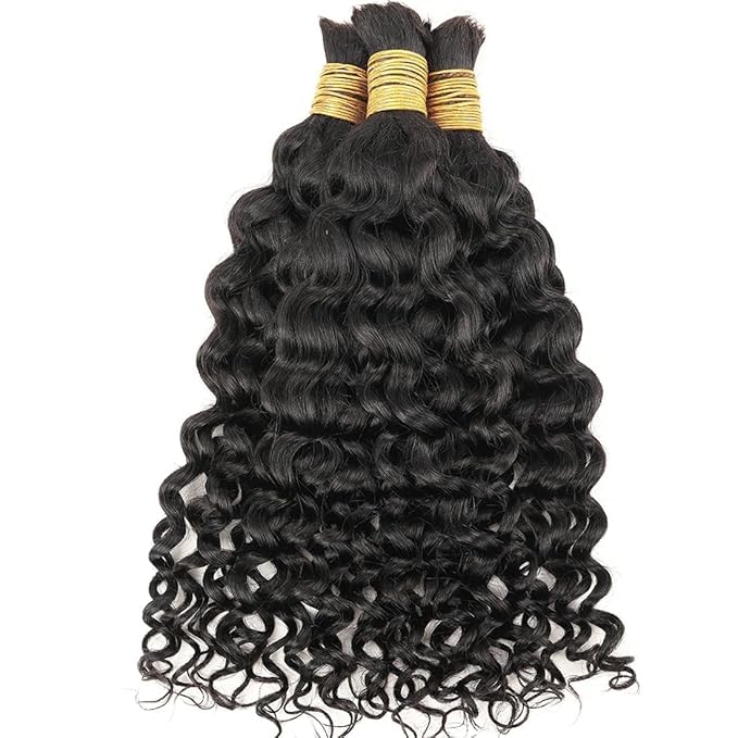 Human Boho Braiding Hair Deep Wave Double Drawn Spanish Curly Bulk Hair Extensions