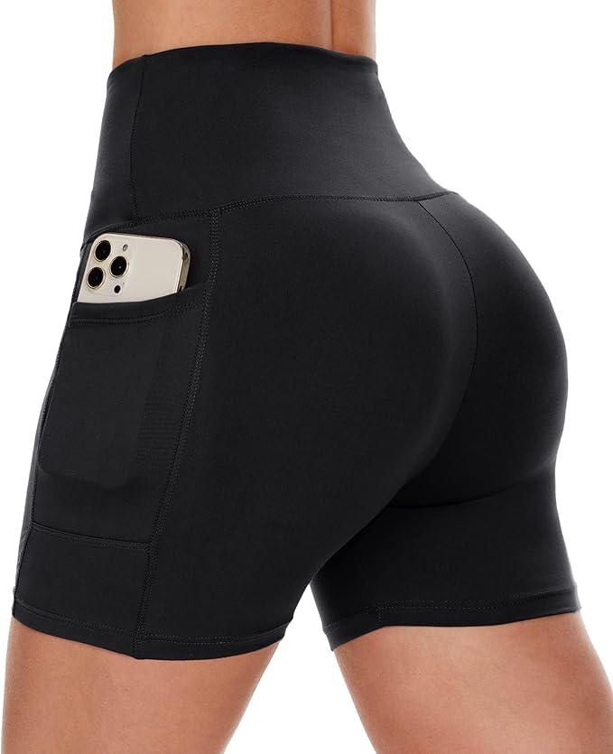 Women Biker Shorts - 3"/5"/8" High Waisted Workout Spandex Tummy Control Gym Running Yoga Shorts with Pockets