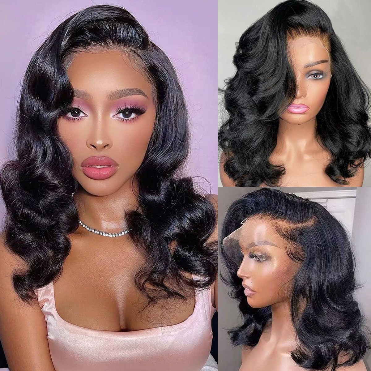 Body Wave 13x4 HD Lace Front Wigs Human Hair Glueless Bob Wigs Pre Plucked Natural Hairline Short Frontal Wig