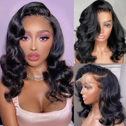 Body Wave 13x4 HD Lace Front Wigs Human Hair Glueless Bob Wigs Pre Plucked Natural Hairline Short Frontal Wig