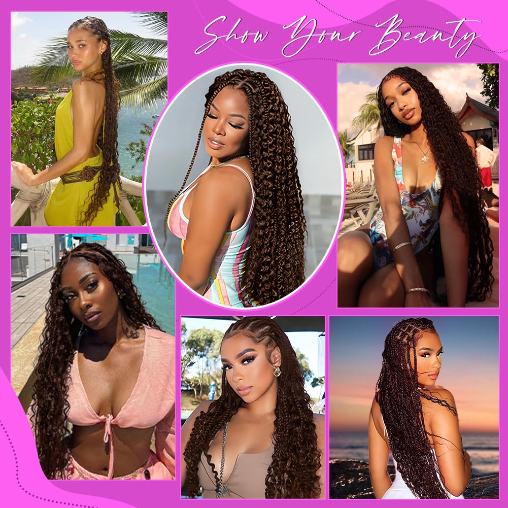 100% Human Deep Wave Bulk Boho Hair for Braiding Curly Bundles Human Hair Wet and Wavy Hair Extension No Weft Natural Brown