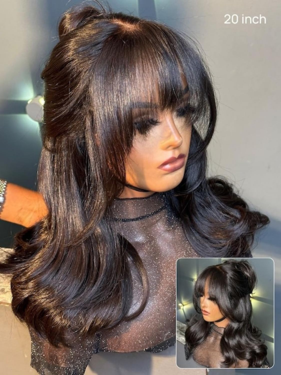Boohair 7x5 Bye Bye Knots 13x4 Lace Fluffy Loose Body Wave Lace Frontal Wig with Bangs Pre everything Put On and Go Human Hair Glueless  Wigs 180% Density