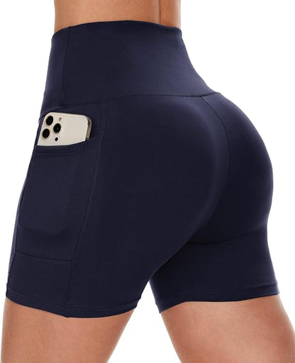 Women Biker Shorts - 3"/5"/8" High Waisted Workout Spandex Tummy Control Gym Running Yoga Shorts with Pockets