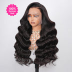 13x4 Body Wave Transparent Lace Front Wigs Human Hair Pre Plucked HD Lace Frontal Glueless Wigs with Baby Hair Natural Black