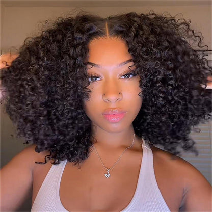 Ready To Go  250% Density Popping Short Bob Cut Curly Glueless HD Lace Front Wigs Human Hair Wigs