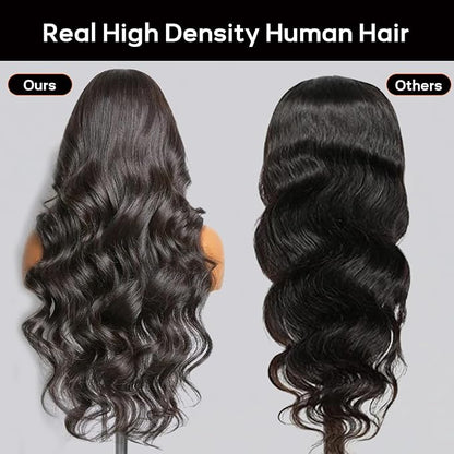 Boohair Glueless Wig 7x6 Closure HD Lace Loose Body Wave Long Wig Human Hair Pre-Cut Lace Natural Color 180% Density