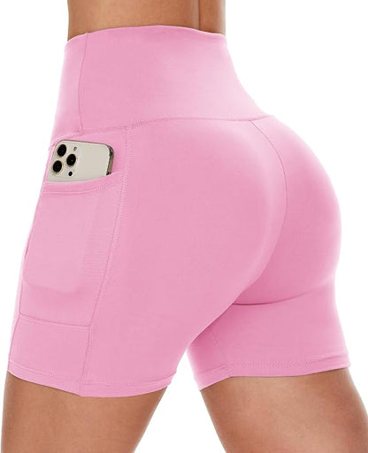 Women Biker Shorts - 3"/5"/8" High Waisted Workout Spandex Tummy Control Gym Running Yoga Shorts with Pockets