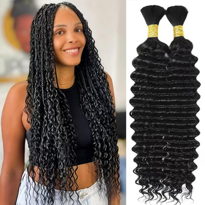 Water Wave Bulk Human Hair For Boho Braiding Natural Black