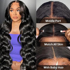 Boohair Glueless Wig 7x6 Closure HD Lace Loose Body Wave Long Wig Human Hair Pre-Cut Lace Natural Color 180% Density