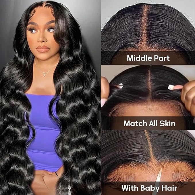 Boohair Glueless Wig 7x6 Closure HD Lace Loose Body Wave Long Wig Human Hair Pre-Cut Lace Natural Color 180% Density