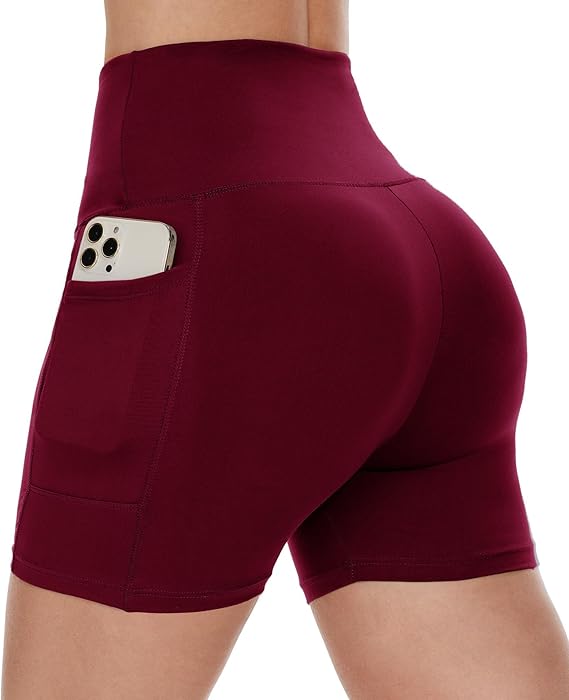 Women Biker Shorts - 3"/5"/8" High Waisted Workout Spandex Tummy Control Gym Running Yoga Shorts with Pockets
