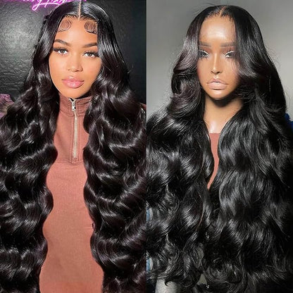 Human Hair Body Wave 13x4 Lace Frontal Glueless Wig Pre Plucked with Baby Hair Brazilian Real Hair Natural Color