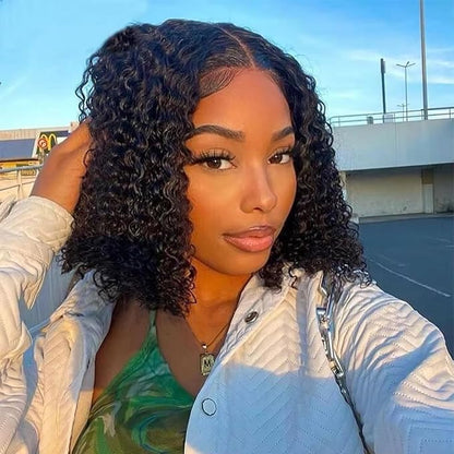 Bob Wig Human Hair Wear Go Glueless Wigs 13x4 Deep Wave Lace Front Closure Wigs Natural Black 14 Inch