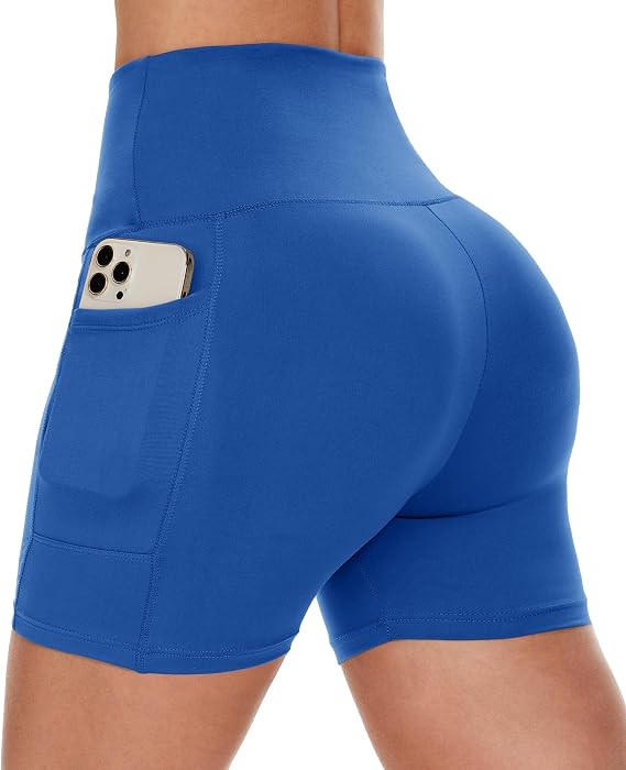 Women Biker Shorts - 3"/5"/8" High Waisted Workout Spandex Tummy Control Gym Running Yoga Shorts with Pockets