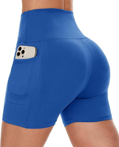 Women Biker Shorts - 3"/5"/8" High Waisted Workout Spandex Tummy Control Gym Running Yoga Shorts with Pockets