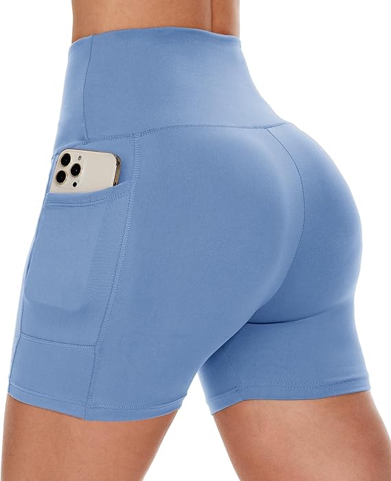 Women Biker Shorts - 3"/5"/8" High Waisted Workout Spandex Tummy Control Gym Running Yoga Shorts with Pockets