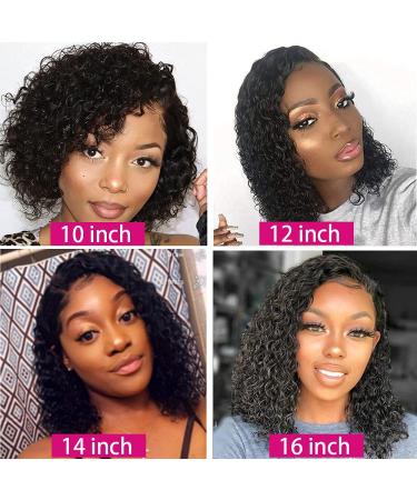 Short Curly Bob Wigs Brazilian Virgin Human Hair 13x4 Lace Front Wigs Kinky Curly Hair Pre Plucked with Baby Hair 150% Density (12inch, 13x4)