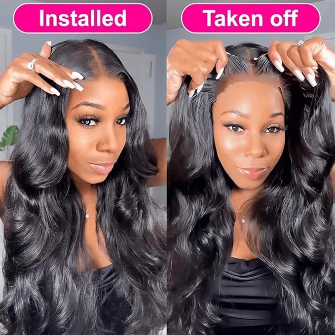 5x5 Glueless Wigs Human Hair Body Wave Lace Front Wigs Put On and Go Glueless Wig with Pre-plucked