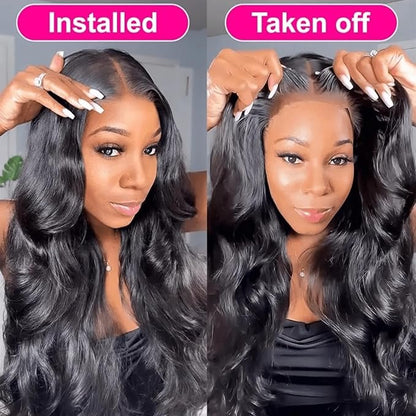 5x5 Glueless Wigs Human Hair Body Wave Lace Front Wigs Put On and Go Glueless Wig with Pre-plucked