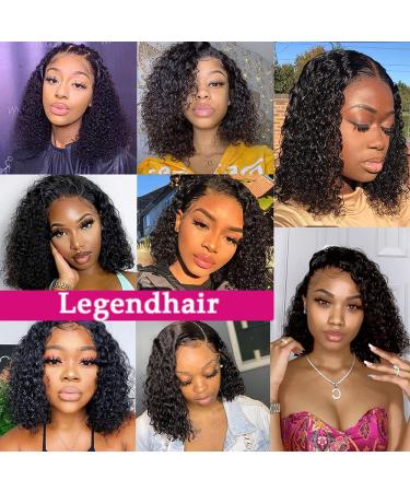 Short Curly Bob Wigs Brazilian Virgin Human Hair 13x4 Lace Front Wigs Kinky Curly Hair Pre Plucked with Baby Hair 150% Density (12inch, 13x4)