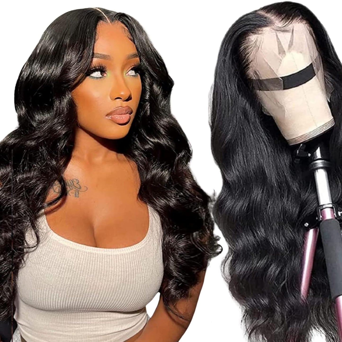 Lace Front Wig Human Hair 13x6 HD Body Wave Pre Plucked 180 Density 10A Glueless Wigs