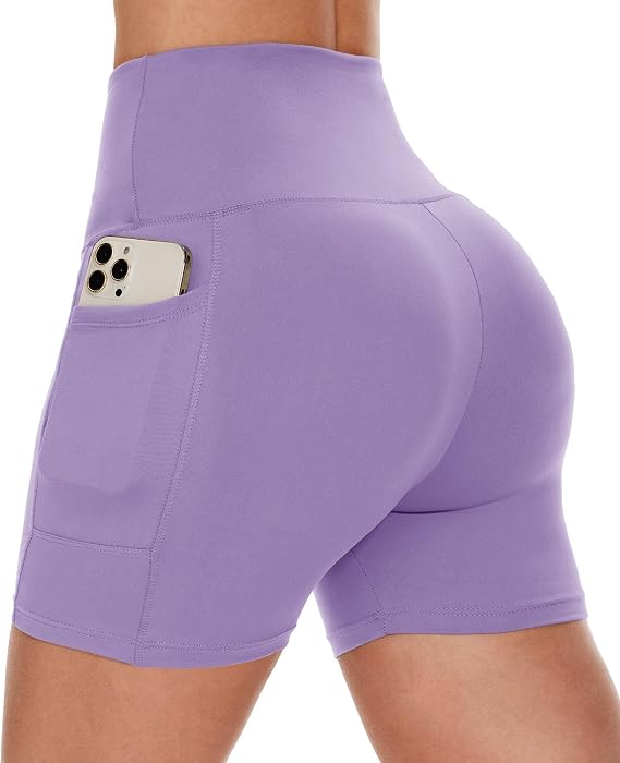 Women Biker Shorts - 3"/5"/8" High Waisted Workout Spandex Tummy Control Gym Running Yoga Shorts with Pockets