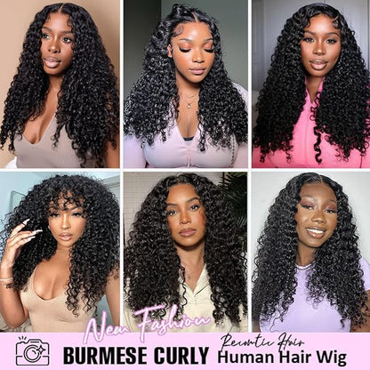 Wear Go Wig Full Curly 7x5 13x4 HD Glueless Wigs Burmese Curly 250% Density Water Wave Human Hair