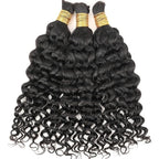 Human Boho Braiding Hair Deep Wave Double Drawn Spanish Curly Bulk Hair Extensions