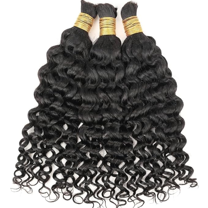 Human Boho Braiding Hair Deep Wave Double Drawn Spanish Curly Bulk Hair Extensions