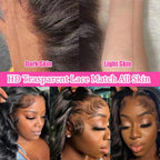 13x4 Body Wave Transparent Lace Front Wigs Human Hair Pre Plucked HD Lace Frontal Glueless Wigs with Baby Hair Natural Black