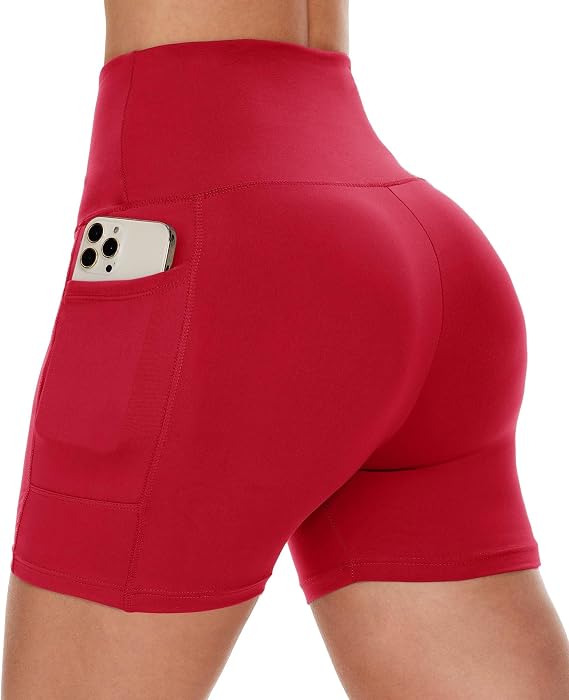 Women Biker Shorts - 3"/5"/8" High Waisted Workout Spandex Tummy Control Gym Running Yoga Shorts with Pockets