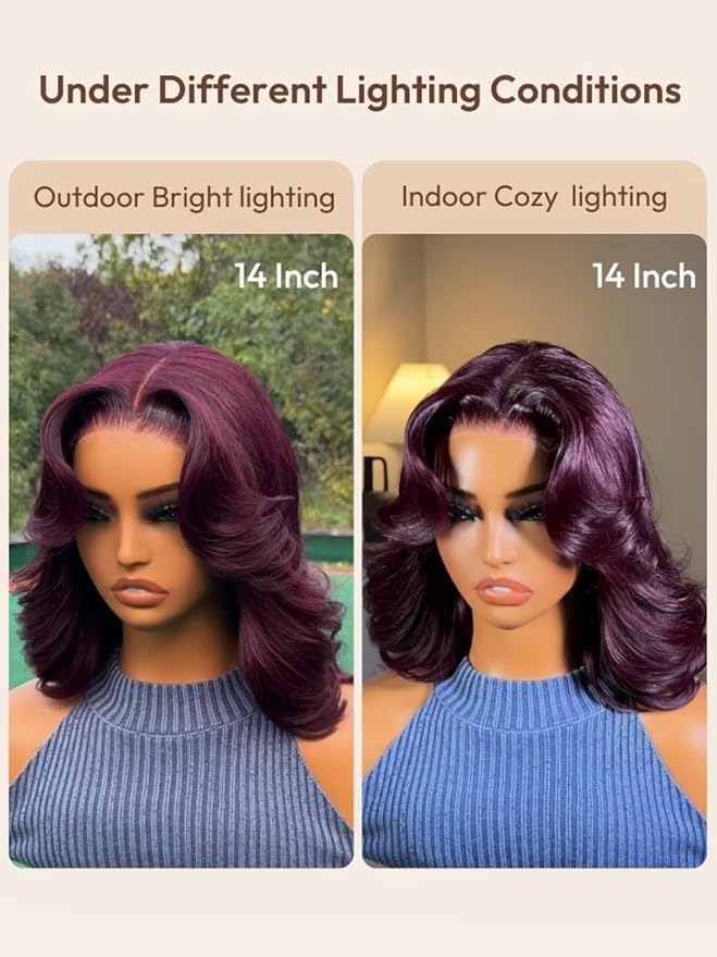 Black Cherry 7x5 Lace Front Drawstring Glueless Short Bob Body Wave Wig Pre-Everything Salon Free Human Hair Wigs
