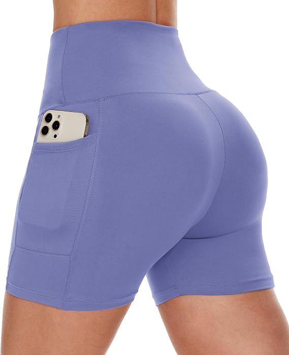 Women Biker Shorts - 3"/5"/8" High Waisted Workout Spandex Tummy Control Gym Running Yoga Shorts with Pockets