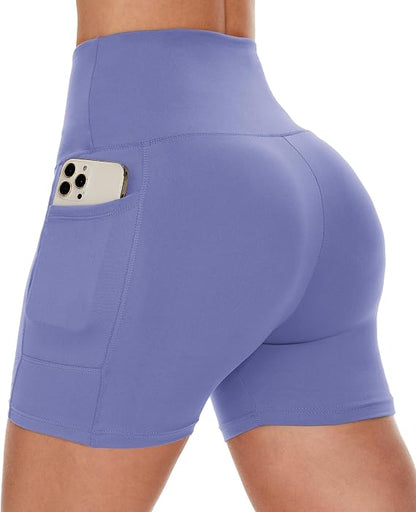 Women Biker Shorts - 3"/5"/8" High Waisted Workout Spandex Tummy Control Gym Running Yoga Shorts with Pockets