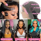 13x4 Body Wave Transparent Lace Front Wigs Human Hair Pre Plucked HD Lace Frontal Glueless Wigs with Baby Hair Natural Black