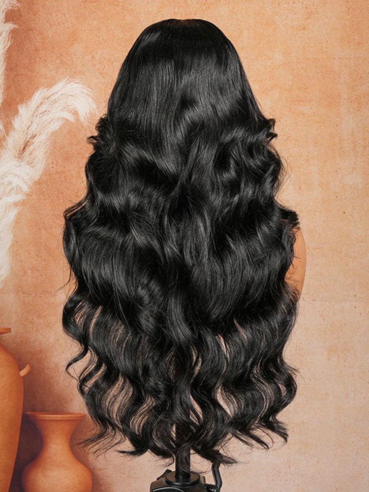 Pre-Everything 7x5/13x4 Lace Frontal Loose Wave Wigs with Bangs-Fluffy Hair 3D Dome Cap Put on and Go Glueless Human Hair