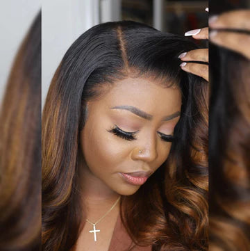 PreCut 13x6 HD Lace Ombre Brown Dark Roots Wear Go Glueless Wave Wig Body Wave Hair