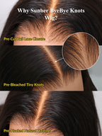 Caramel Highlights On Blonde 7x5 Pre Cut Lace Straight Blunt Bob Hair Wig With Dark Roots Glueless Human Hair Beginner Friendly