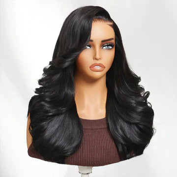 Pre Styled Efortless Chic Layer 7x5 Pre Cut Lace Frontal Wig 200% Density Face Framing Peacock Curls Glueless Ready To Wear Wig