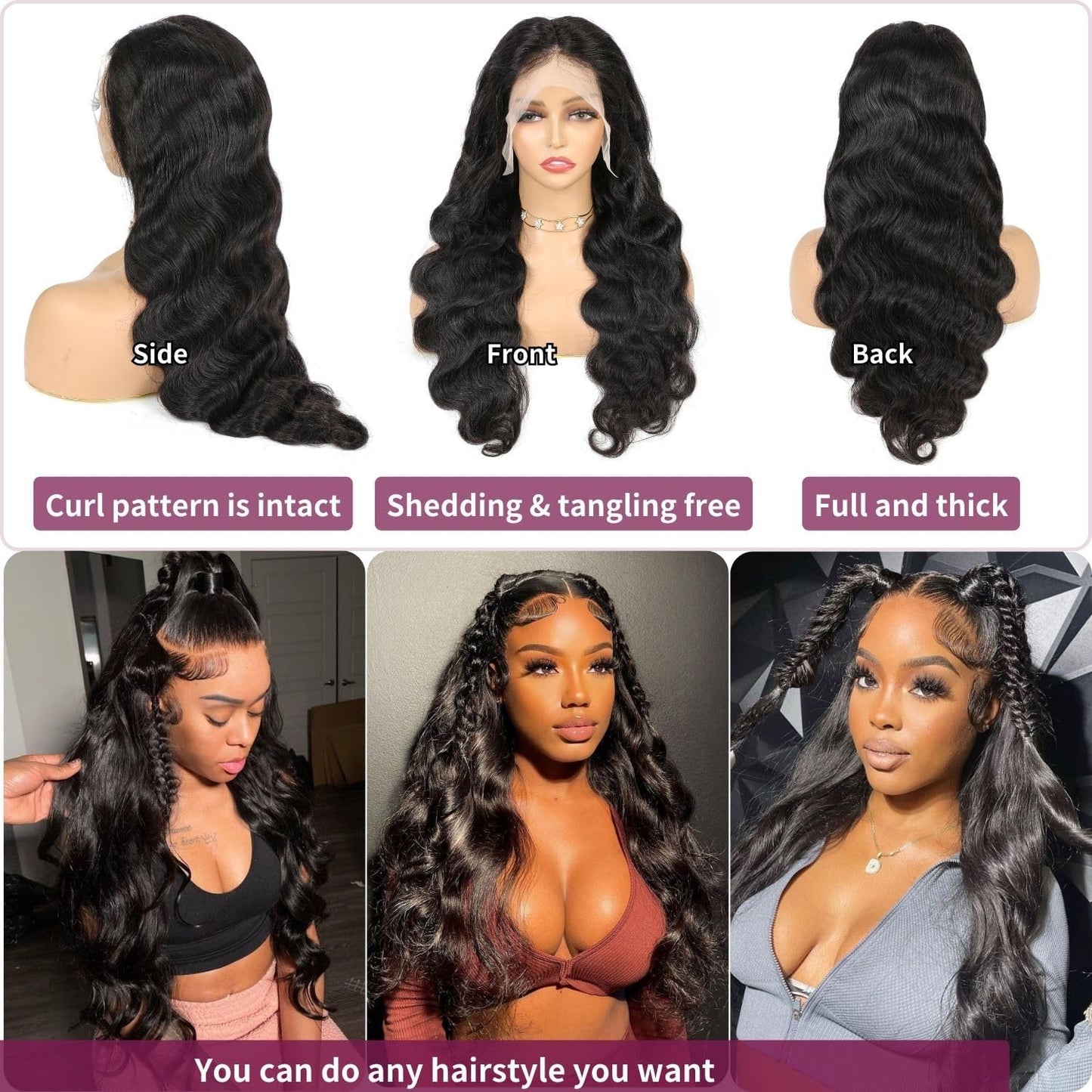 13*4 HD Lace Front Wig Glueless Closure Wig Body Wave 180% Density Human Hair Wigs with Baby Hair
