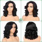 Short Bob Human Hair Wear Go Wig Glueless 13x4 Lace Front Pre-Plucked Body Wave Ocean Wave 180% Density - Natural Color (10 Inch)