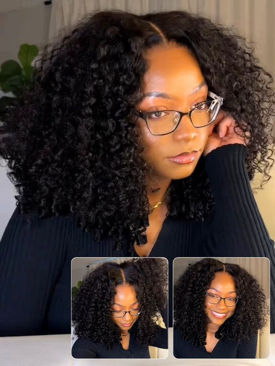 7x5 Bye Bye Knots Kinky Curly Wig Put On and Go Pre Cut Lace Lace Closure Premium Glueless Human Hair Wigs with Drawstring