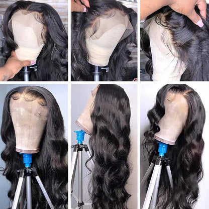 Lace Front Wig Human Hair 13x6 HD Body Wave Pre Plucked 180 Density 10A Glueless Wigs