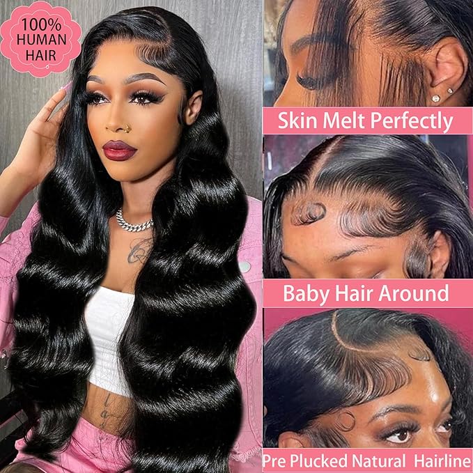 13*4 HD Lace Front Wig Glueless Closure Wig Body Wave 180% Density Human Hair Wigs with Baby Hair