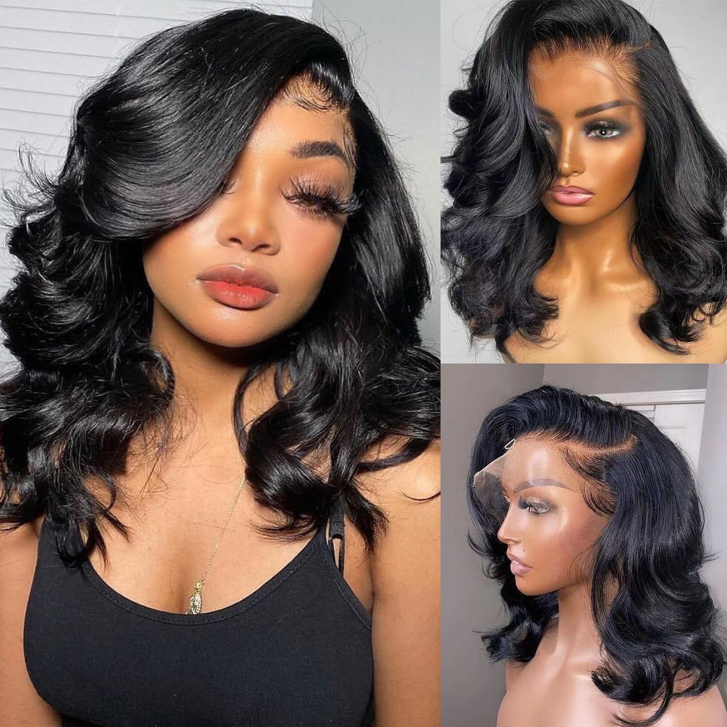 Body Wave 13x4 HD Lace Front Wigs Human Hair Glueless Bob Wigs Pre Plucked Natural Hairline Short Frontal Wig