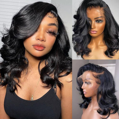 Body Wave 13x4 HD Lace Front Wigs Human Hair Glueless Bob Wigs Pre Plucked Natural Hairline Short Frontal Wig